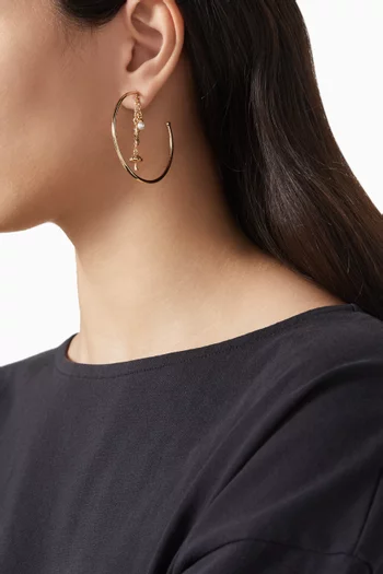 Garden Charms Chain Hoop Earrings in Gold-plated Brass