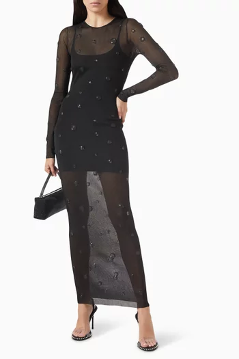 Engineered Trapped Gem Dress in Sheer-jersey