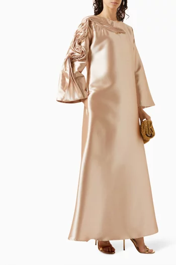 Ruched Sleeves Maxi Dress