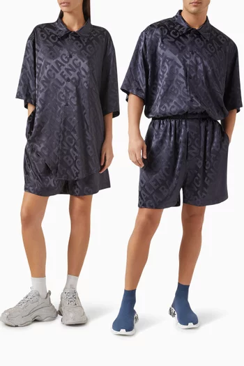 Unisex All-over Logo Pyjama Shorts in Jacquard