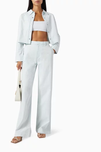 Washed Spring Cropped Shirt in Cotton-twill