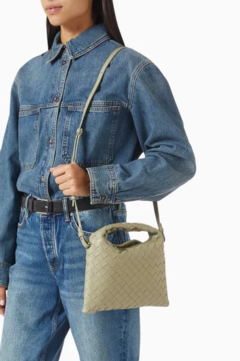 Mini Hop Crossbody Bag in Intrecciato Leather