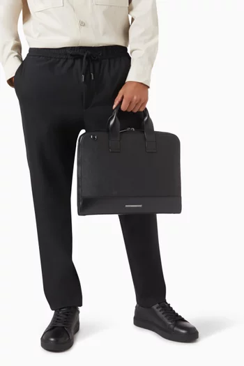 Modern Slim Logo Laptop Bag in Faux Leather