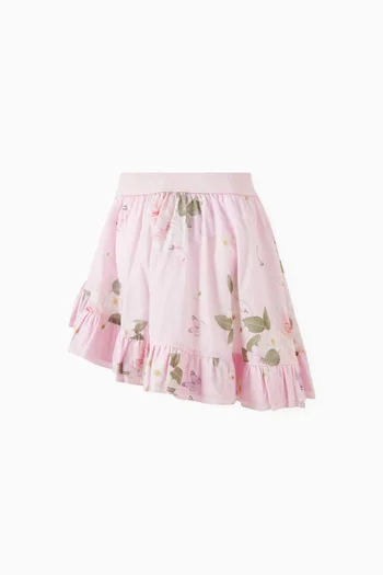 Floral-print Skirt in Cotton Muslin