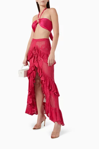 Ruffled Beach Maxi Skirt in Lace