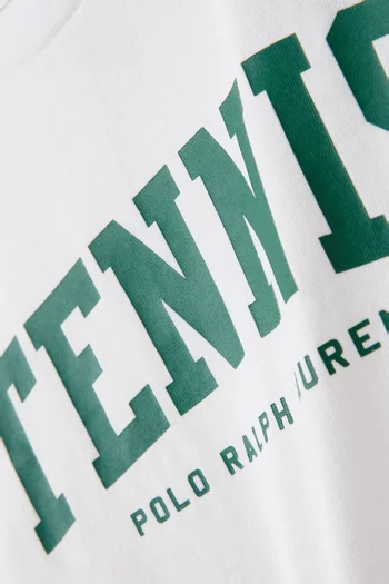 تي شيرت بشعار الماركة وطبعة Tennis قطن
