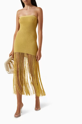 Calista Fringe Mini Dress in Acrylic-blend Knit