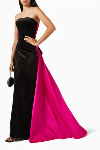 Alysa Lace-up Train Gown in Velvet