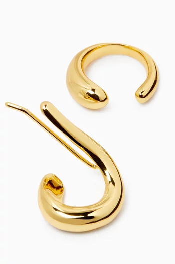 مجموعة أقراط دارا بتصميم محيط بالأذن وتصميم لأعلى الأذن نحاس مطلي بالذهب عيار 14