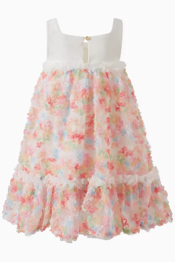Donatella Snowdrop Floral-applique Dress in Tulle