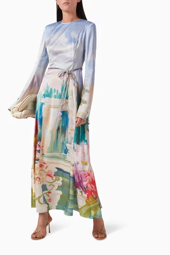فستان فرانشيسكا طويل بنقشة جاردان فيسكوز