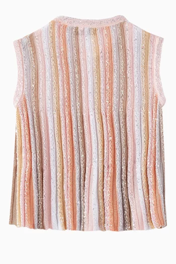 Sequin-embellished Striped T-shirt in Viscose Knit