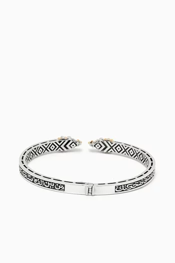 Tribal Calligraphy Bangle in 18kt Gold & Sterling Silver