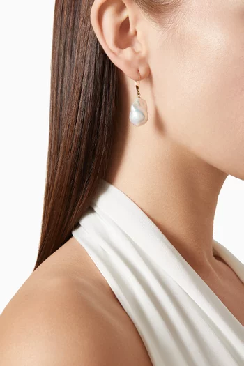 Kiku Baroque Pearl Drop Earrings in 18kt Gold