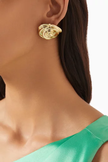 Rose Stud Earrings in 14kt Gold-plated Brass