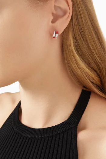 Cleo Diamond & Red Agate Huggie Earrings in 18kt White Gold