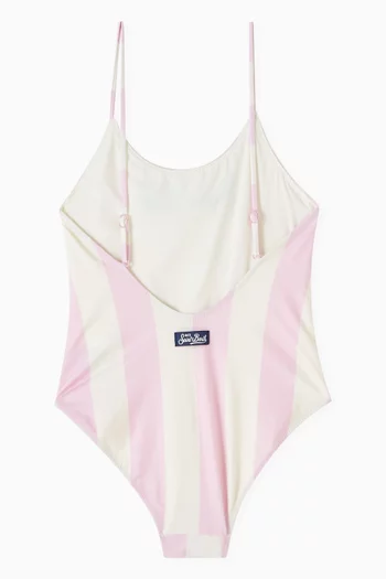 Striped One-piece Swimsuit in Stretch Nylon