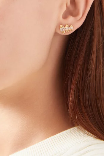 Baguette Crystal Stud Earrings in 24kt Gold-plated Sterling Silver