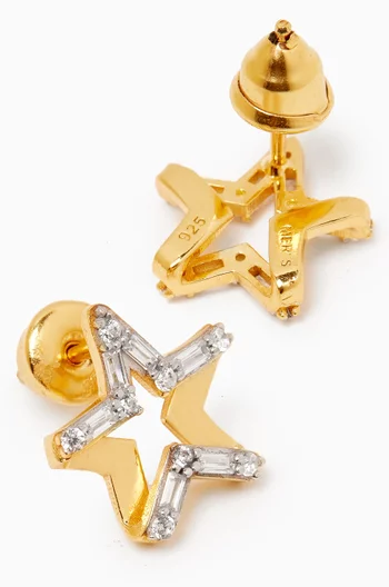 Star Crystal Stud Earrings in 24kt Gold-plated Sterling Silver