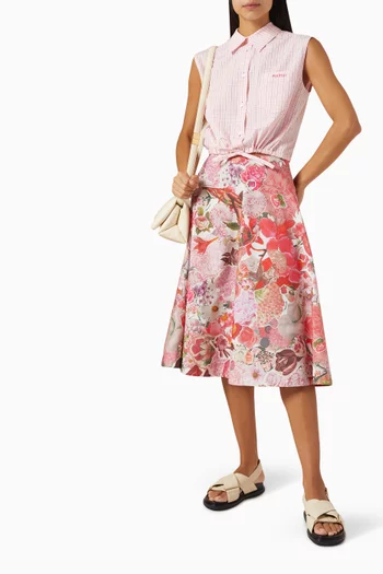 Floral-print Midi Skirt in Cotton