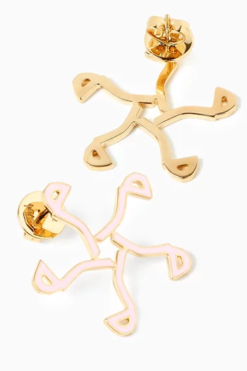 Letter “Meem” Enamel Earrings in 18kt Gold