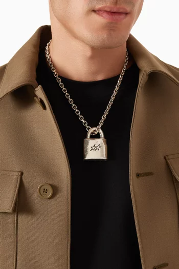 Icon Locker Necklace in Silver-plated Brass