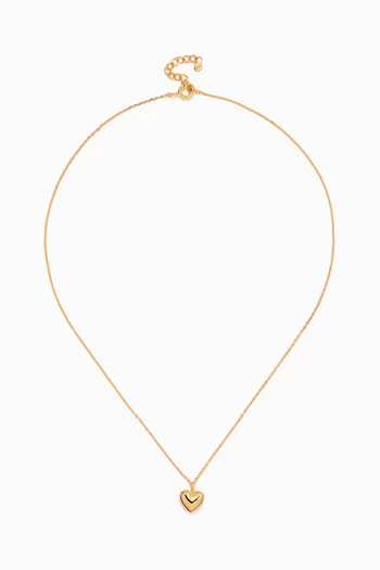 قلادة بتصميم سلسلة بدلاية على شكل قلب منفوخ فضة إسترلينية مطلية بلون ذهبي