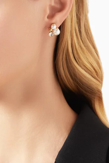 Pearl & CZ Bubble Stud Earrings in Gold-plated Brass