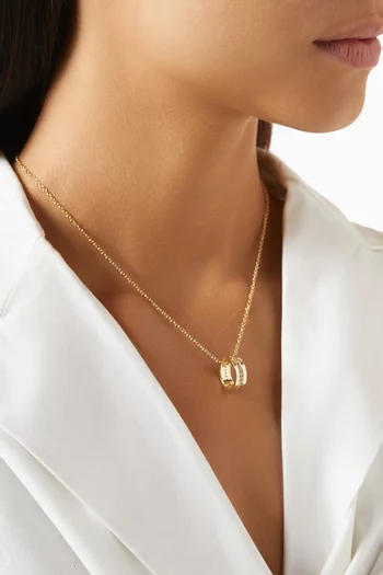 CZ Ring Pendant Necklace in Gold-plated Brass