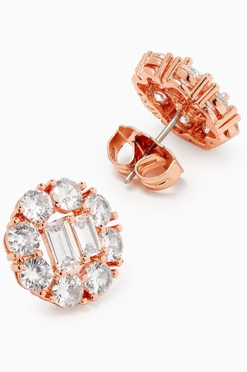 CZ Stud Earrings in Rose Gold-plated Brass