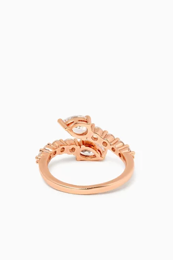 Double-pear CZ Open Ring in 18kt Rose Gold-plated Brass