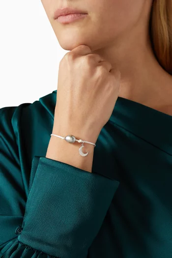 Pearl & Moon Charm Bracelet in 18kt White Gold