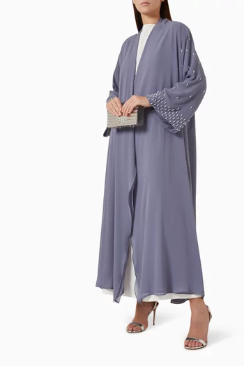 Pearl-embellished Abaya Set in Chiffon