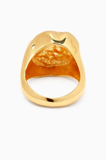 Waves Coin Signet Ring in 18kt Gold-plated Brass