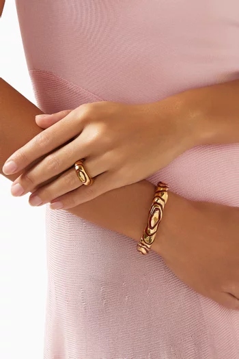 Waves Ring in Enamel and 18kt Gold-plated Brass