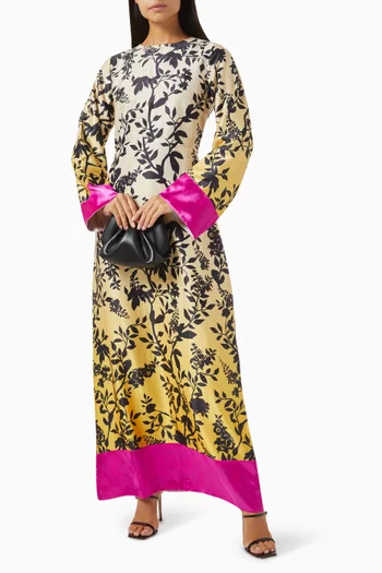 Lara Floral-print Dress in Satin