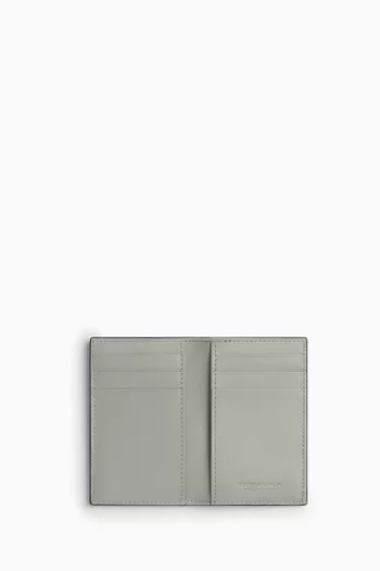 Cassette Flap Card Case in Intrecciato Leather
