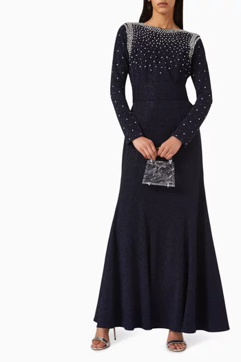Embellished Shimmer Maxi Dress in Stretch Lurex-knit
