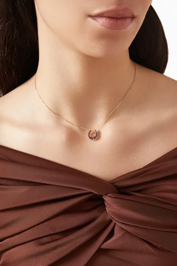 Horseshoe Ruby Necklace in 18kt Gold