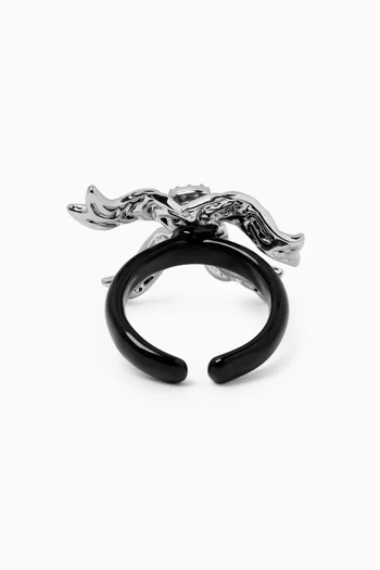 Solange Crystal Bow Ring in Recycled Silver