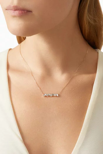 Baguette Diamond Ladder Pendant Necklace in 18kt White Gold