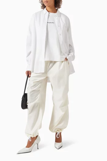 Relaxed Drawstring Pants in Cotton-linen Blend