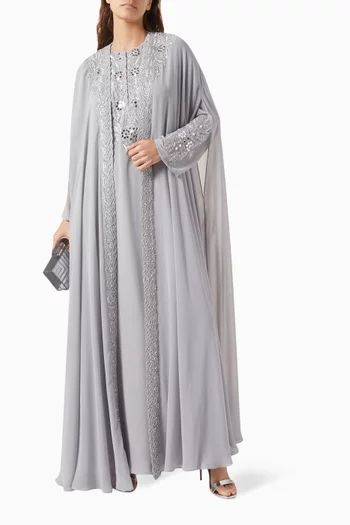 Sequin-embellished Kaftan & Dress Set in Crepe