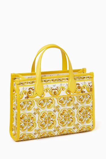 Tiles-print Tote Bag in Canvas