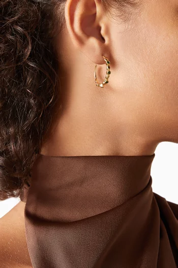Stone Hoop Earrings in 18kt Gold-plated Bronze