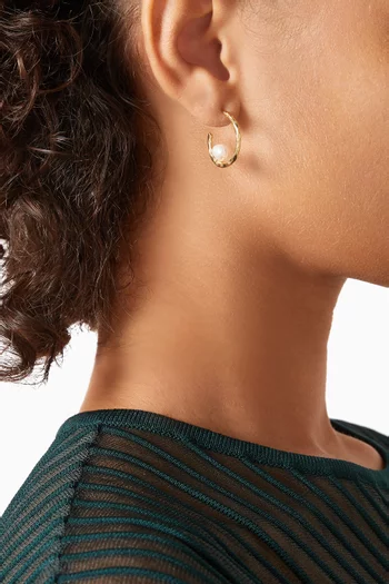 Freshwater Pearl Hoop Earrings in 18kt Gold-plated Bronze