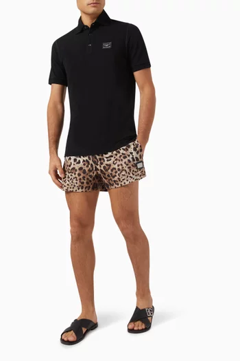 Leopard-print Swim Trunks in Nylon