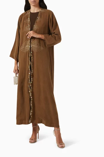 Cinnamon Serenity Embellished Abaya in Silk