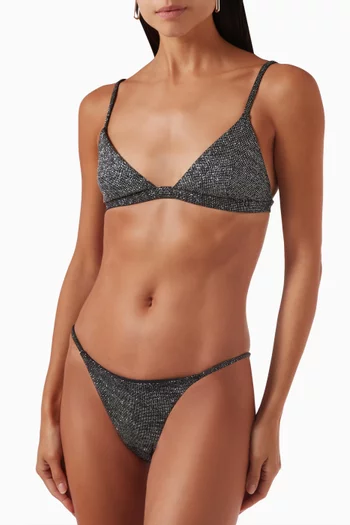 Aubrie Bikini Top in Glitter Fabric