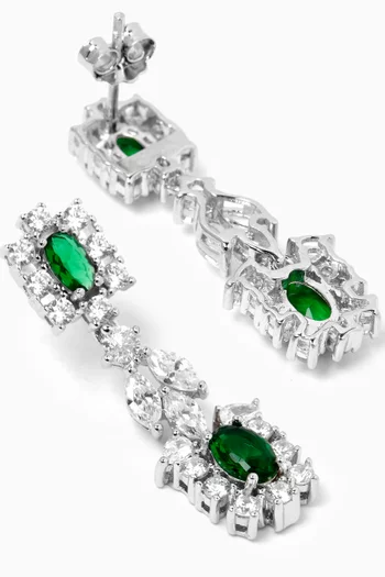 Dangling Emerald Love Earrings in Sterling Silver